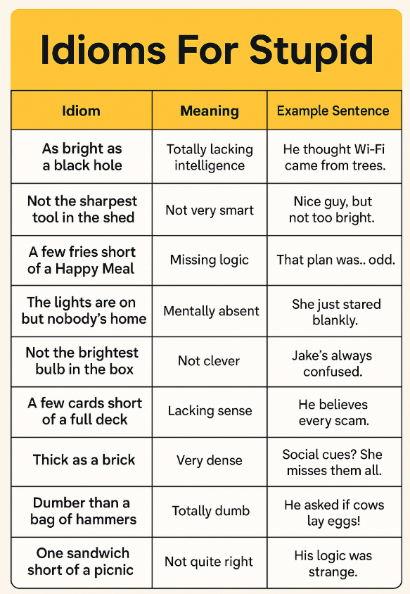 Idioms for Stupid